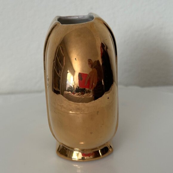 Vintage Round Gold Ceramic Vase - Picture 6 of 10